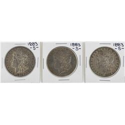 Lot of (3) 1883-S $1 Morgan Silver Dollar Coins
