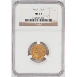 1926 $2 1/2 Indian Head Quarter Eagle Gold Coin NGC MS62