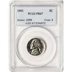 1951 Proof Jefferson Nickel Coin PCGS PR67