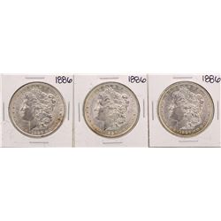 Lot of (3) 1886 $1 Morgan Silver Dollar Coins