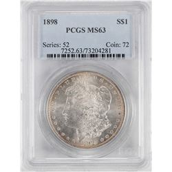 1898 $1 Morgan Silver Dollar Coin PCGS MS63