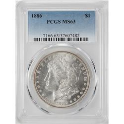 1886 $1 Morgan Silver Dollar Coin PCGS MS63