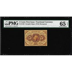 July 17, 1862 First Issue 5 Cent Fractional Currency Note PMG Gem Uncirculated 65EPQ