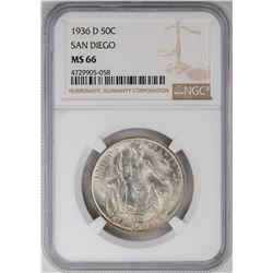 1936-D San Diego Commemorative Half Dollar Coin NGC MS66