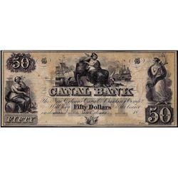1800's $50 Canal Bank New Orleans, LA Obsolete Note