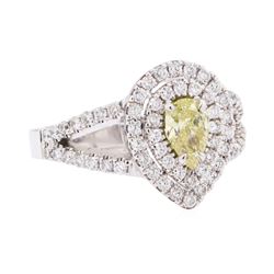 14KT White Gold 1.22 ctw Yellow and White Diamond Ring
