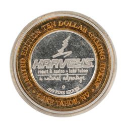 .999 Silver Harveys Lake Tahoe, Nevada $10 Casino Limited Edition Gaming Token