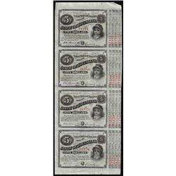 Uncut Sheet of (4) State of Louisiana Baby Bond Obsolete Notes