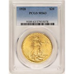 1928 $20 St. Gaudens Double Eagle Gold Coin PCGS MS63