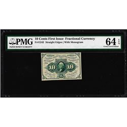 1862 Ten Cents First Issue Fractional Note Fr. 1242 PMG Choice Uncirculated 64EPQ
