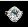 Image 2 : 3.85 ctw Aquamarine and Diamond Ring - 14KT White Gold