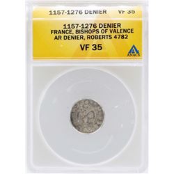 1157-1276 France Denier Bishops of Valence Coin ANACS VF35