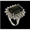 Image 4 : 15.32 ctw Green Tourmaline and Diamond Ring - 14KT White Gold