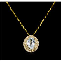 2.10 ctw Aquamarine and Diamond Pendant - 14KT Yellow Gold