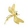 0.04 ctw Sapphire Dragonfly Brooch - 18KT Yellow Gold