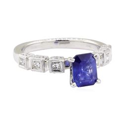 1.75 ctw Sapphire and Diamond Ring - 18KT White Gold