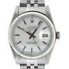 Rolex Mens Stainless Steel 36MM Silver Index Fluted Bezel Datejust Wristwatch