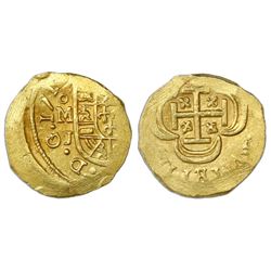 Mexico City, Mexico, cob 1 escudo, Philip V, 171(4)J, NGC MS 65, ex-1715 Fleet (designated on label)