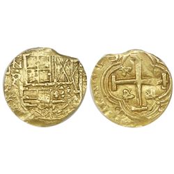 Bogota, Colombia, cob 2 escudos, Philip IV or Charles II, assayer R to right, NGC AU 58.