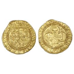 Seville, Spain, 1 escudo, Charles-Joanna, assayer * to right, mintmark S to left.