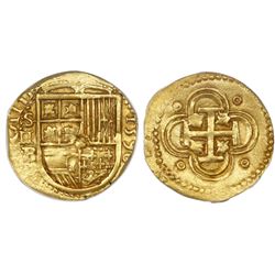 Seville, Spain, cob 2 escudos, 1596 date to right, assayer B below mintmark S and denomination II to