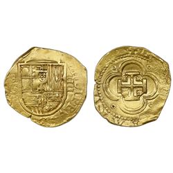 Seville, Spain, cob 4 escudos, Philip III, assayer B, OMNIVM in legend.