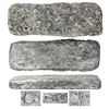 Image 1 : Silver "tumbaga" bar #M-66 ("key bar"), 21.66 lb av, showing un-melted disks on top, marked on botto