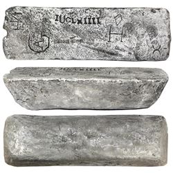 Large silver ingot #305 from Oruro, 88 lb 7.04 oz troy, Class Factor 0.8, with markings of manifest