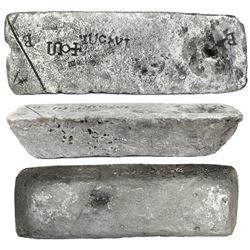 Large silver ingot #414 from Oruro, 81 lb 9.76 oz troy, Class Factor 0.9, with markings of manifest 