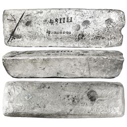 Large silver ingot #191 from Oruro, 68 lb 8.96 oz troy, Class Factor 0.9, with markings of manifest 