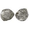 Image 1 : Potosi, Bolivia, cob 8 reales, Philip III, assayer Q, Grade 1.