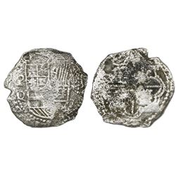 Potosi, Bolivia, cob 8 reales, Philip III, assayer Q, Grade 3.