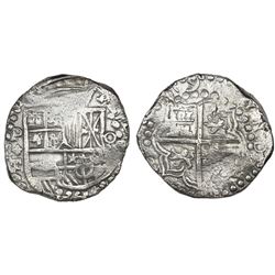 Potosi, Bolivia, cob 8 reales, 1619T, Grade 1.