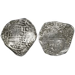 Potosi, Bolivia, cob 8 reales, 1620T, upper half of shield and quadrants of cross transposed, Grade 