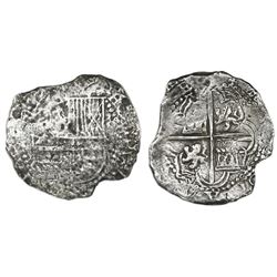 Potosi, Bolivia, cob 8 reales, Philip III, assayer not visible, Grade 3.