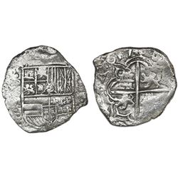 Potosi, Bolivia, cob 4 reales, 1617M, Grade 1.