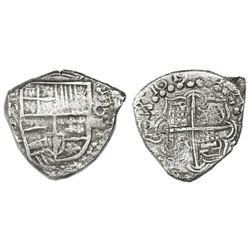 Potosi, Bolivia, cob 4 reales, 1619T, rare, Grade 1.