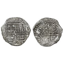 Potosi, Bolivia, cob 4 reales, Philip III, assayer not visible, Grade 1.