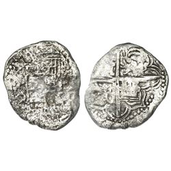 Potosi, Bolivia, cob 4 reales, Philip III, assayer not visible, Grade 3.
