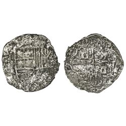 Potosi, Bolivia, cob 2 reales, Philip III, assayer not visible, Grade 3.