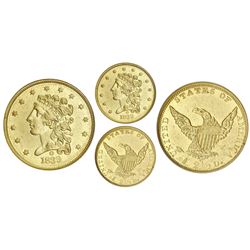 USA (New Orleans Mint), gold $2-1/2 Classic Head, 1839-O, NGC AU 55 / SS New York (1846), housed in