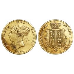 Great Britain (London, England), gold half sovereign, Victoria (young head), 1856.