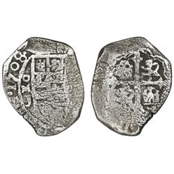 Mexico City, Mexico, cob 4 reales, 1708J, rare, ex-1715 Fleet, ex-Treasure Salvors.