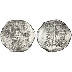 Mexico City, Mexico, cob 8 reales, Philip III, assayer not visible (F).