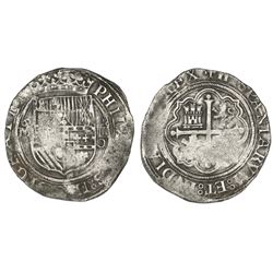 Mexico City, Mexico, cob 4 reales, Philip II, assayer O below denomination IIII to right, mintmark o