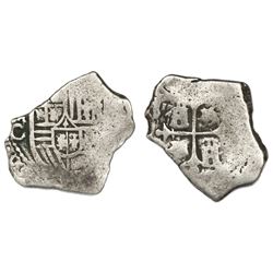 Mexico City, Mexico, cob 4 reales, Charles II, assayer G.