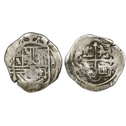 Mexico City, Mexico, cob 1 real, Philip II, assayer F below mintmark oM to left, o to right, very ra