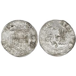 Granada, Spain, 2 reales, Ferdinand-Isabel, assayer three-quarters Maltese cross on reverse, mintmar