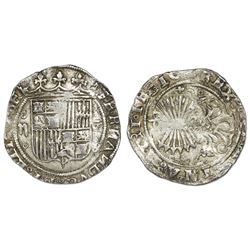 Granada, Spain, 2 reales, Ferdinand-Isabel, assayer R at bottom and + at top on reverse, mintmark G 