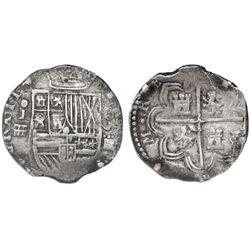Segovia, Spain, cob 4 reales, (15)93 date above denomination iiii to right, assayer o-I above aquedu